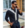 image:imageCOOFANDY Mens Long Sleeve Polo Shirts Cotton Casual Polos Button Tee ShirtDark Blue