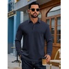image:imageCOOFANDY Mens Long Sleeve Polo Shirts Cotton Casual Polos Button Tee ShirtDark Blue