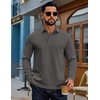 image:imageCOOFANDY Mens Long Sleeve Polo Shirts Cotton Casual Polos Button Tee ShirtDark Grey