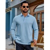 image:imageCOOFANDY Mens Long Sleeve Polo Shirts Cotton Casual Polos Button Tee ShirtLight Blue