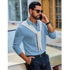 image:imageCOOFANDY Mens Long Sleeve Polo Shirts Cotton Casual Polos Button Tee ShirtLight Blue
