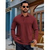 image:imageCOOFANDY Mens Long Sleeve Polo Shirts Cotton Casual Polos Button Tee ShirtWine Red