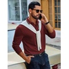 image:imageCOOFANDY Mens Long Sleeve Polo Shirts Cotton Casual Polos Button Tee ShirtWine Red