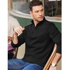 image:imageCOOFANDY Mens Quarter Zip Pullover Casual Mock Neck Sweatshirt Premium Cotton Long Sleeve ShirtsBlack