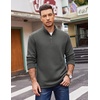 image:imageCOOFANDY Mens Quarter Zip Pullover Casual Mock Neck Sweatshirt Premium Cotton Long Sleeve ShirtsDark Grey