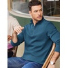 image:imageCOOFANDY Mens Quarter Zip Pullover Casual Mock Neck Sweatshirt Premium Cotton Long Sleeve ShirtsGrey Blue