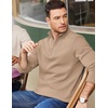 image:imageCOOFANDY Mens Quarter Zip Pullover Casual Mock Neck Sweatshirt Premium Cotton Long Sleeve ShirtsKhaki