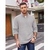 image:imageCOOFANDY Mens Quarter Zip Pullover Casual Mock Neck Sweatshirt Premium Cotton Long Sleeve ShirtsLight Grey
