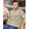 image:imageCOOFANDY Mens Quarter Zip Pullover Casual Mock Neck Sweatshirt Premium Cotton Long Sleeve ShirtsMoon Grey