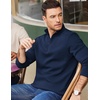 image:imageCOOFANDY Mens Quarter Zip Pullover Casual Mock Neck Sweatshirt Premium Cotton Long Sleeve ShirtsNavy Blue