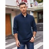 image:imageCOOFANDY Mens Quarter Zip Pullover Casual Mock Neck Sweatshirt Premium Cotton Long Sleeve ShirtsNavy Blue