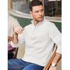 image:imageCOOFANDY Mens Quarter Zip Pullover Casual Mock Neck Sweatshirt Premium Cotton Long Sleeve ShirtsWhite