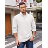image:imageCOOFANDY Mens Quarter Zip Pullover Casual Mock Neck Sweatshirt Premium Cotton Long Sleeve ShirtsWhite