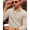 image:imageCOOFANDY Mens Quarter Zip Pullover Sweater Regular Fit Fleece SweatshirtLight Khaki