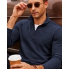 image:imageCOOFANDY Mens Quarter Zip Pullover Sweater Regular Fit Fleece SweatshirtNavy Blue