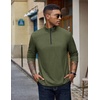 image:imageCOOFANDY Quarter Zip Pullover Men Lightweight Mock Neck Sweatshirt Cotton Long Sleeve Casual SweaterArmy Green