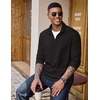 image:imageCOOFANDY Quarter Zip Pullover Men Lightweight Mock Neck Sweatshirt Cotton Long Sleeve Casual SweaterBlack