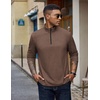 image:imageCOOFANDY Quarter Zip Pullover Men Lightweight Mock Neck Sweatshirt Cotton Long Sleeve Casual SweaterBrown
