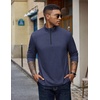 image:imageCOOFANDY Quarter Zip Pullover Men Lightweight Mock Neck Sweatshirt Cotton Long Sleeve Casual SweaterDark Blue