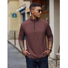 image:imageCOOFANDY Quarter Zip Pullover Men Lightweight Mock Neck Sweatshirt Cotton Long Sleeve Casual SweaterJujube Red