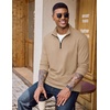 image:imageCOOFANDY Quarter Zip Pullover Men Lightweight Mock Neck Sweatshirt Cotton Long Sleeve Casual SweaterKhaki