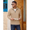 image:imageCOOFANDY Quarter Zip Pullover Men Lightweight Mock Neck Sweatshirt Cotton Long Sleeve Casual SweaterKhaki