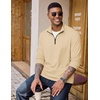 image:imageCOOFANDY Quarter Zip Pullover Men Lightweight Mock Neck Sweatshirt Cotton Long Sleeve Casual SweaterLight Coffee