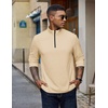 image:imageCOOFANDY Quarter Zip Pullover Men Lightweight Mock Neck Sweatshirt Cotton Long Sleeve Casual SweaterLight Coffee
