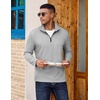 image:imageCOOFANDY Quarter Zip Pullover Men Lightweight Mock Neck Sweatshirt Cotton Long Sleeve Casual SweaterLight Heather Gray