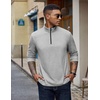 image:imageCOOFANDY Quarter Zip Pullover Men Lightweight Mock Neck Sweatshirt Cotton Long Sleeve Casual SweaterLight Heather Gray