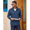 image:imageCOOFANDY Quarter Zip Pullover Men Lightweight Mock Neck Sweatshirt Cotton Long Sleeve Casual SweaterNavy Blue