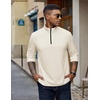 image:imageCOOFANDY Quarter Zip Pullover Men Lightweight Mock Neck Sweatshirt Cotton Long Sleeve Casual SweaterOffwhite