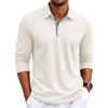 image:imageCOOFANDY Mens Long Sleeve Polo Shirts Casual Collared Shirt Classic Basic Polo TeeCream White
