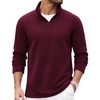 image:imageCOOFANDY Mens Quarter Zip Pullover Casual Mock Neck Sweatshirt Premium Cotton Long Sleeve ShirtsDark Red