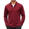 image:imageCOOFANDY Mens Quarter Zip Pullover Long Sleeve Sweatshirt 14 Zip Golf Shirt Thin Fleece Lined Pullover Thermal Winter TopsWine Red