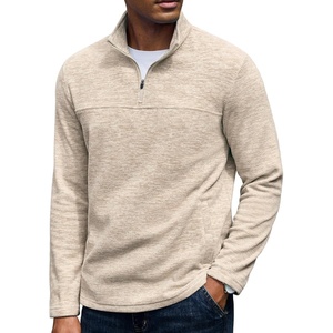 image:imageCOOFANDY Mens Fleece Quarter Zip Pullover Long Sleeve Thermal SweatshirtLight Khaki