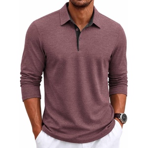 image:imageCOOFANDY Mens Long Sleeve Polo Shirts Casual Collared Shirt Classic Basic Polo TeeDark Red