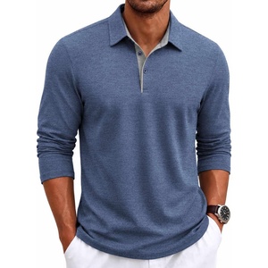 image:imageCOOFANDY Mens Long Sleeve Polo Shirts Casual Collared Shirt Classic Basic Polo TeeNavy