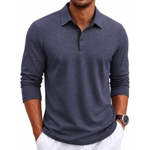 image:imageCOOFANDY Mens Long Sleeve Polo Shirts Casual Collared Shirt Classic Basic Polo TeeNavy Blue