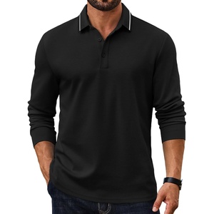image:imageCOOFANDY Mens Long Sleeve Polo Shirts Cotton Casual Polos Button Tee ShirtBlack