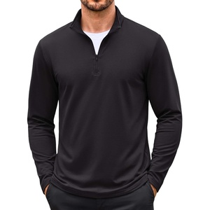 image:imageCOOFANDY Mens Quarter Zip Pullover Long Sleeve Sweatshirt 14 Zip Golf Shirt Thin Fleece Lined Pullover Thermal Winter TopsBlack