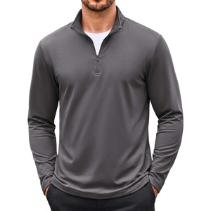 image:imageCOOFANDY Mens Quarter Zip Pullover Long Sleeve Sweatshirt 14 Zip Golf Shirt Thin Fleece Lined Pullover Thermal Winter TopsDark Gray