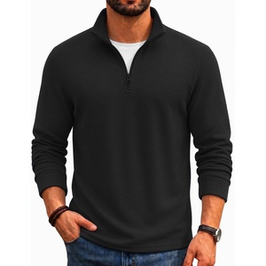 image:imageCOOFANDY Mens Quarter Zip Pullover Sweater Regular Fit Fleece SweatshirtBlack