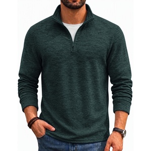 image:imageCOOFANDY Mens Quarter Zip Pullover Sweater Regular Fit Fleece SweatshirtDark Green