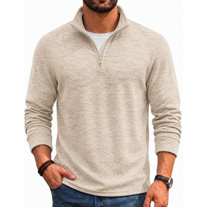 image:imageCOOFANDY Mens Quarter Zip Pullover Sweater Regular Fit Fleece SweatshirtLight Khaki
