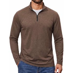 image:imageCOOFANDY Quarter Zip Pullover Men Lightweight Mock Neck Sweatshirt Cotton Long Sleeve Casual SweaterBrown