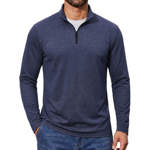 image:imageCOOFANDY Quarter Zip Pullover Men Lightweight Mock Neck Sweatshirt Cotton Long Sleeve Casual SweaterDark Blue