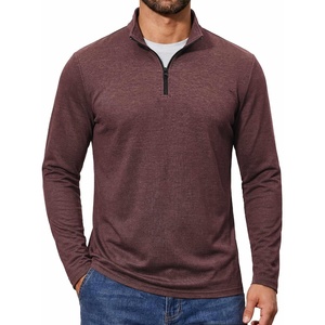 image:imageCOOFANDY Quarter Zip Pullover Men Lightweight Mock Neck Sweatshirt Cotton Long Sleeve Casual SweaterJujube Red