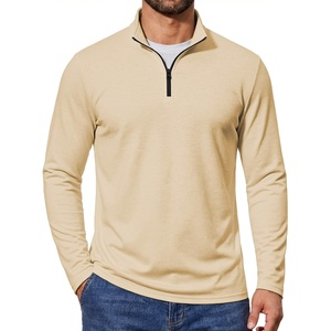 image:imageCOOFANDY Quarter Zip Pullover Men Lightweight Mock Neck Sweatshirt Cotton Long Sleeve Casual SweaterLight Coffee