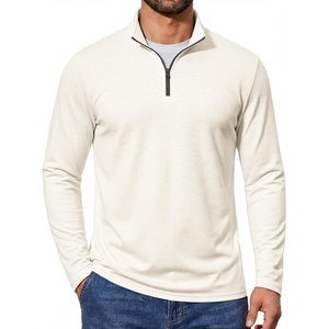 image:imageCOOFANDY Quarter Zip Pullover Men Lightweight Mock Neck Sweatshirt Cotton Long Sleeve Casual SweaterOffwhite